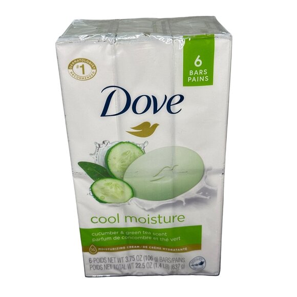 Dove Bar Soap Cool Moisture Cucumber & Green Tea, 6 Bars, 3.75 oz each - Picture 1 of 2